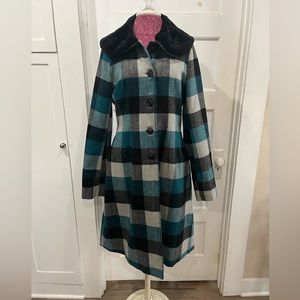 Voodoo Vixen Wool Plaid long coat, size M